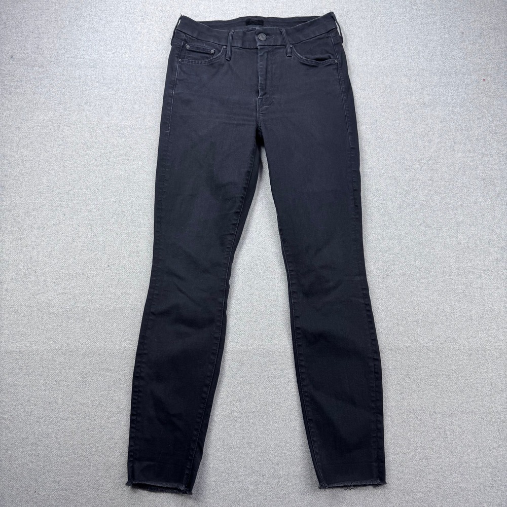 Mother The Looker Ankle Fray Women 26 Black Not Guilty‎ High Rise Raw Hem